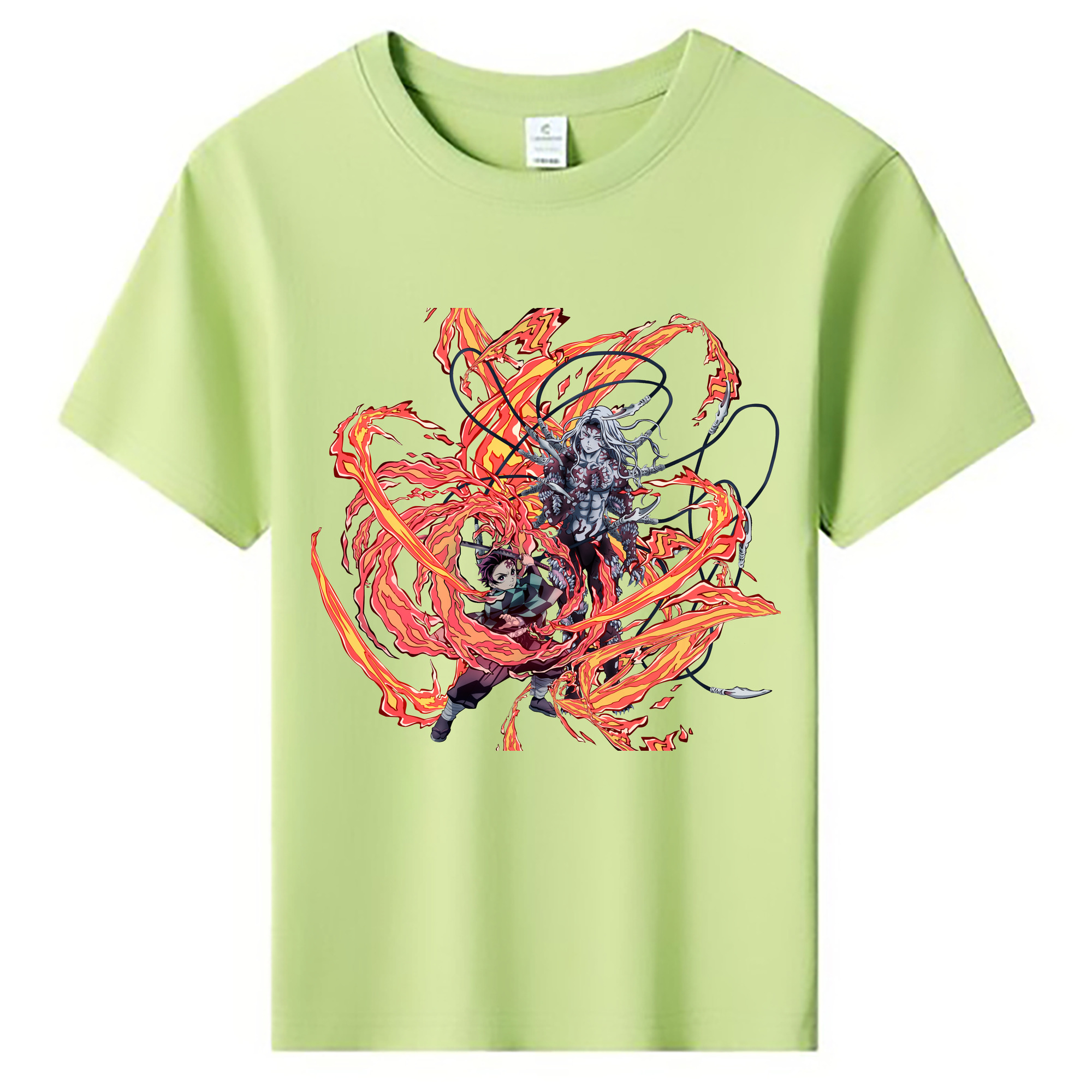（画像用） 鬼滅の刃 竈門 炭治郎／かまど たんじろう Kamado Tanjirou 綿100％キッズTシャツ（フロントプリント）